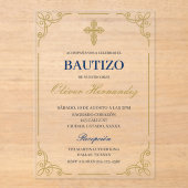 Blue Floral Bautizo Espagnol Invitation (Recto)