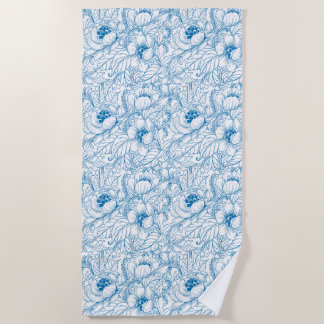 Blue Floral Beach Towel Strandlaken