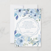 Blue floral bébé garçon douche photo merci cartes (Dos)