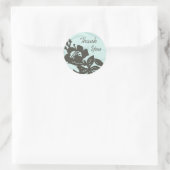 Blue Floral Bedankt envelop afdichtingen Ronde Sticker (Tas)