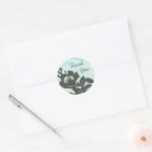Blue Floral Bedankt envelop afdichtingen Ronde Sticker (Envelop)