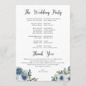 Blue Floral Best Day Ever Wedding Tijdschema Programma (Achterkant)