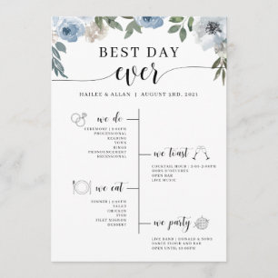 Blue Floral Best Day Ever Wedding Tijdschema Programma