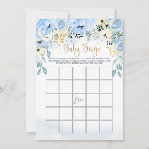 Blue Floral Bingo/Raad wie Baby shower games spele Kaart