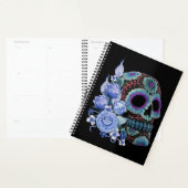 Blue Floral Black Sugar Skull Jour des morts (Devant avec enveloppe)