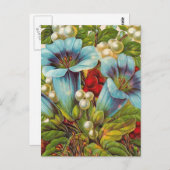 "Blue Floral"  bloemen Briefkaart (Voorkant / Achterkant)