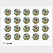 "Blue Floral" bloemen Ronde Sticker (Vel)