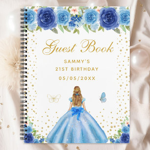Blue Floral Blonde Hair Princess Livre d'or