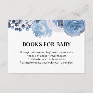 Blue Floral Boeken voor Baby Baby shower Informatiekaartje