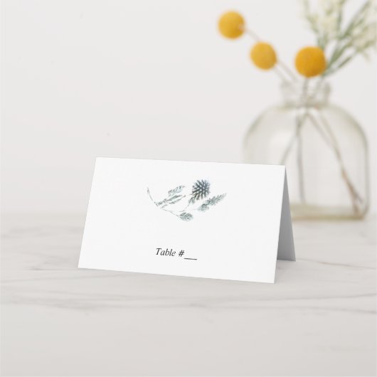 Blue Floral Botanical Element Wedding Escort Card/ (Voorkant)