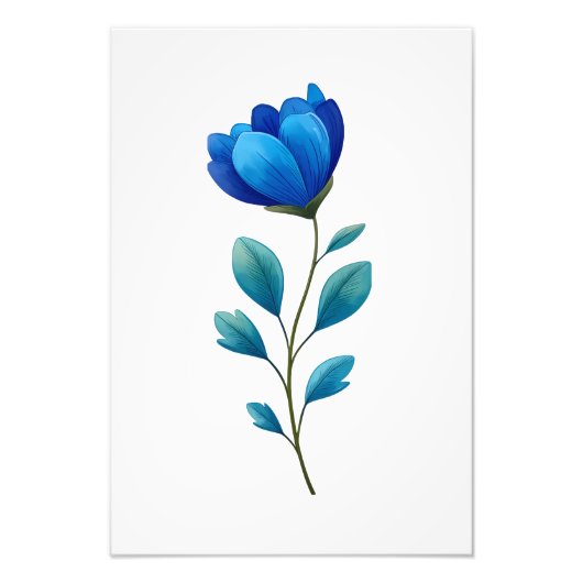 Blue Floral Botanical Illustration  Foto Afdruk (Voorkant)