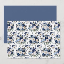 Blue Floral Botanical Note Card Notitiekaartje