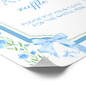 Blue Floral & Bow Baby shower Luier Raffle Poster (Hoek)