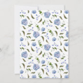 Blue Floral Boy Baby Photo Faire-part de naissance (Dos)