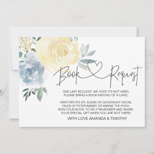 Blue Floral Boy Baby shower Demande de carte (Devant)