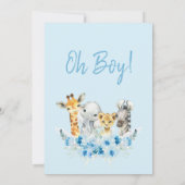 Blue Floral Boys Safari Baby shower Invitation (Dos)