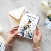 Blue Floral Bridal Shower Invitation