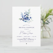 Blue Floral Bridal Shower Kaart (Staand voorkant)