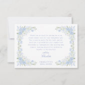 Blue Floral Bridal Tea Party Bedankkaart (Achterkant)