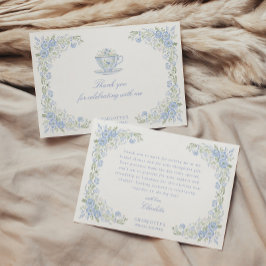 Blue Floral Bridal Tea Party Bedankkaart