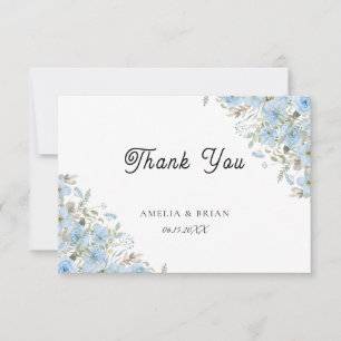 Blue Floral bruiloft Hartelijk dank Bedankkaart