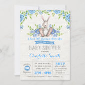 Blue Floral Bunny Rabbit Baby shower Garden Tea Kaart (Voorkant)