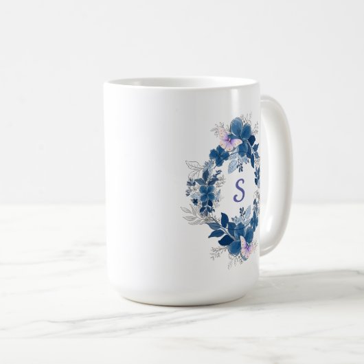Blue Floral Butterfly Mug (Devant droit)