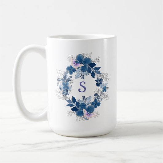 Blue Floral Butterfly Mug (Gauche)