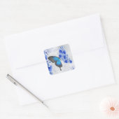 Blue Floral Butterfly Square Sticker (Envelop)