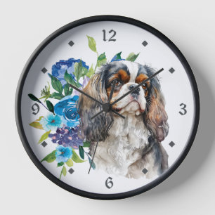Blue Floral Cavalier King Charles Spaniel Dog