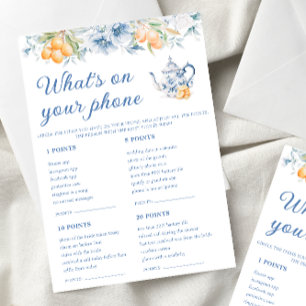 Blue Floral Ce qui est sur votre téléphone Cartes 