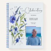 Blue Floral Celebration of Life Funeral Livre d'or (Devant)