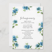 Blue Floral Celebration of Life Invitations (Devant)
