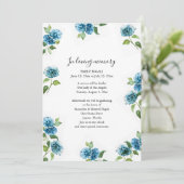 Blue Floral Celebration of Life Invitations (Debout devant)