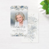 Blue Floral Celebration of Life Photo Prayer Card (Bureau)