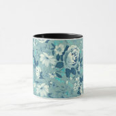 Blue Floral Ceramic Mok (Midden)