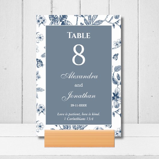 Blue Floral Chinoiserie Christian Wedding    Kaart