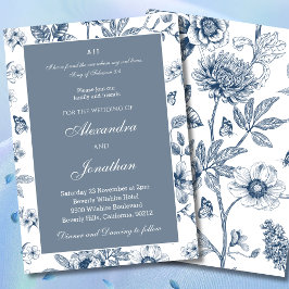 Blue Floral Chinoiserie Christian Wedding  Kaart