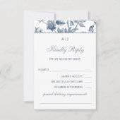 Blue Floral Chinoiserie Christian Wedding RSVP  (Voorkant)