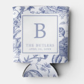 Blue Floral Chinoiserie Initiaal bruiloft Koelbox Blikjeskoeler (Voorkant)