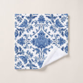 Blue Floral Chinoiserie White Watercolor (Gant de toilette)