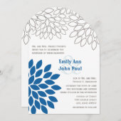 Blue Floral Chrysanthemum Invitations de mariage (Devant / Derrière)