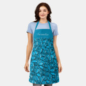 Blue Floral Cluster Flower Petal Pattern Schort (Gedragen)