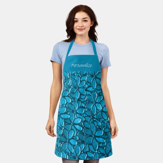 Blue Floral Cluster Flower Petal Pattern Schort (Gedragen)