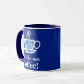 Blue Floral Coffee Cup met een speelse boodschap Mok (Voorkant links)