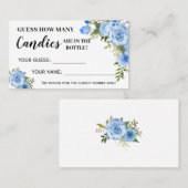 Blue Floral Combien de bonbons Baby shower carte d (Devant / Derrière)