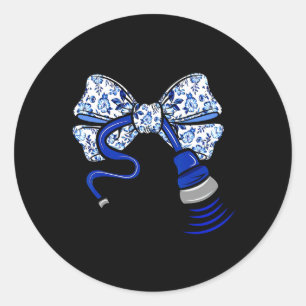 Blue Floral Coquette Bow Ultrasound Nurse Sonograp Ronde Sticker