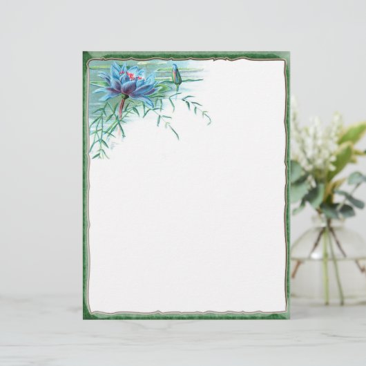 Blue Floral Corner Letterhead (Staand voorkant)
