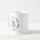 Blue Floral Custom Monogram - Letter B Koffiemok (Voorkant links)