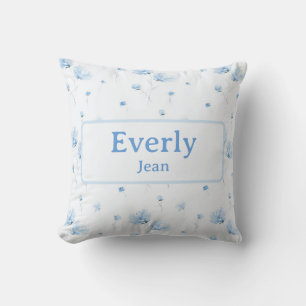 Blue Floral Custom Naam Decor Baby Nursery Kussen
